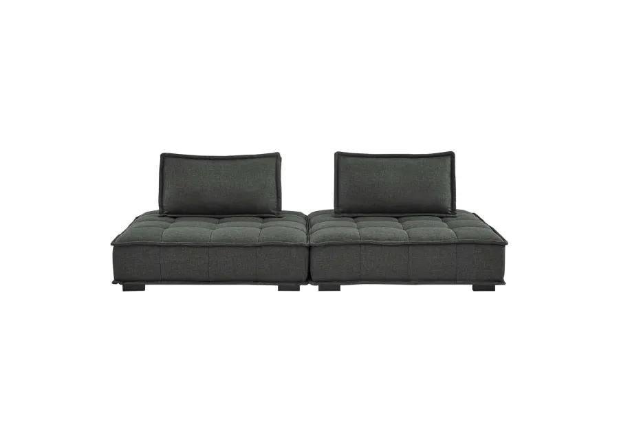 Saunter Tufted Fabric 2-Piece Loveseat Gray