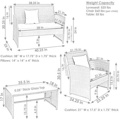 Sunnydaze Ardfield Rattan 4-Piece Patio Furniture Set