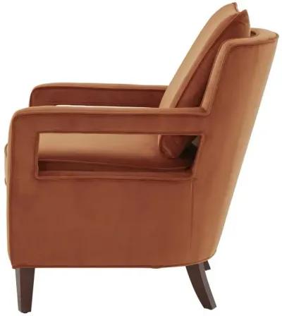 Comfort Pointe Questa Burnt Orange Velvet Accent Arm Chair