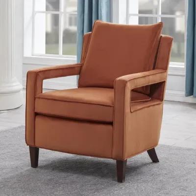 Comfort Pointe Questa Burnt Orange Velvet Accent Arm Chair