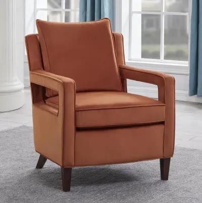 Comfort Pointe Questa Burnt Orange Velvet Accent Arm Chair