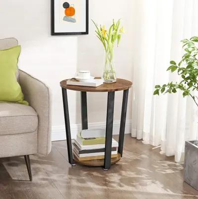 Hivvago Farmhouse Rustic Round Side Table Nightstand End Table