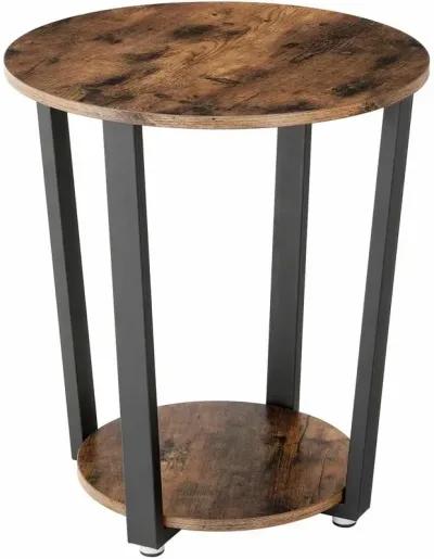 Hivvago Farmhouse Rustic Round Side Table Nightstand End Table