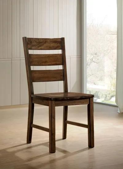 Wooden Side Chair With Block Legs, Brown, Pack Of Two