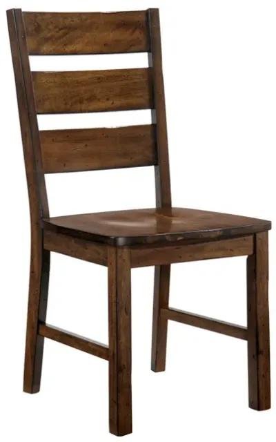 Wooden Side Chair With Block Legs, Brown, Pack Of Two