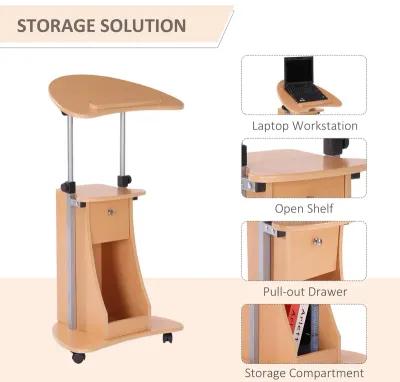 Adjustable Laptop Notebook Desk Computer PC Table Office Home Storage Natural