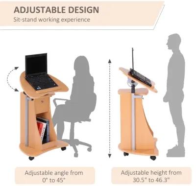 Adjustable Laptop Notebook Desk Computer PC Table Office Home Storage Natural