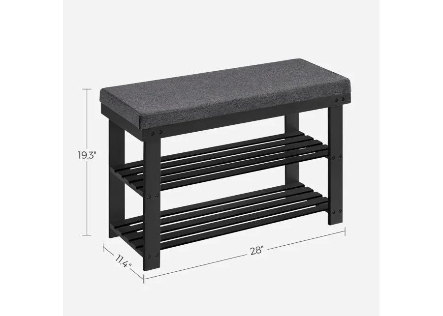 2-Tier Bamboo Shoe Bench with Stable Design for Entryway or Living Room