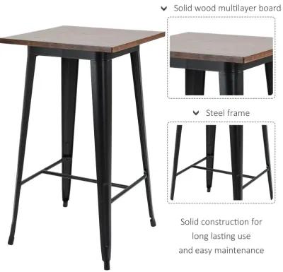 Industrial Pub Set: 3-Piece Black/Brown Counter Height Dining Set