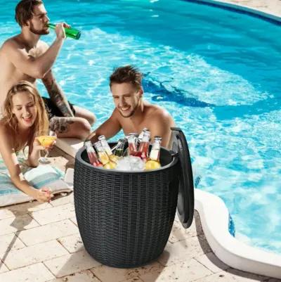 Hivvago 4-in-1 Patio Rattan Cool Bar Cocktail Table Side Table