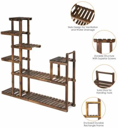 Hivvago 7-Tier Flower Wood Stand Plant Display Rack Storage Shelf