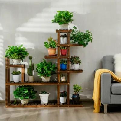 Hivvago 7-Tier Flower Wood Stand Plant Display Rack Storage Shelf