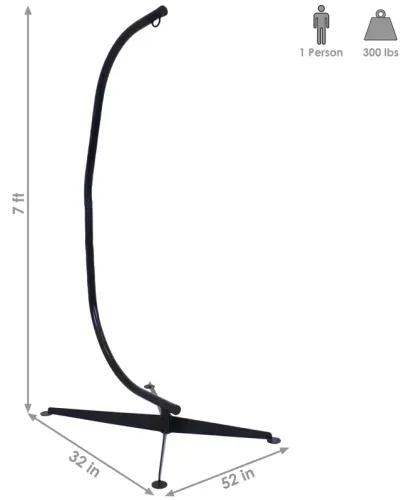 Sunnydaze Powder-Coated Steel Hammock Chair C-Stand - Black - 84 in