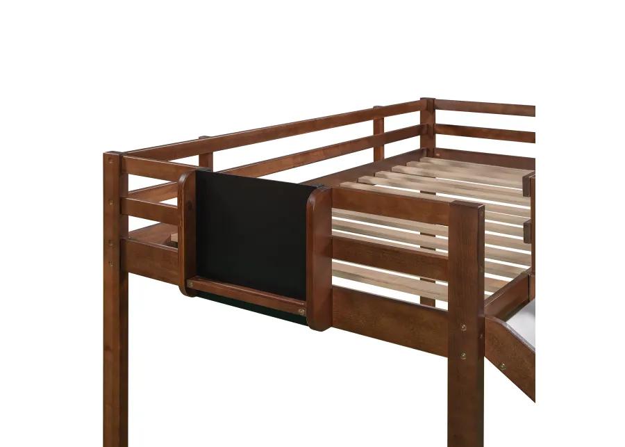 Merax Loft Bed Wood Bed with Slide