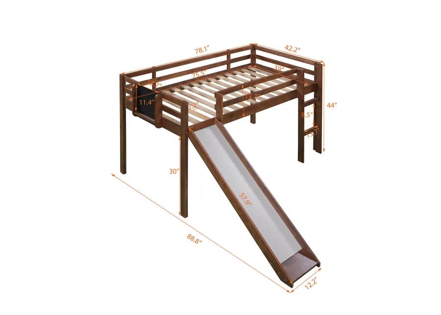 Merax Loft Bed Wood Bed with Slide