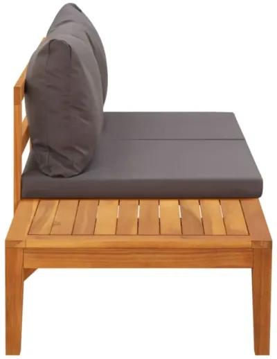 vidaXL Solid Acacia Wood Patio Bench with Adjustable Table - Dark Gray Cushions Included - Versatile, Durable Outdoor Furniture with Unique Design