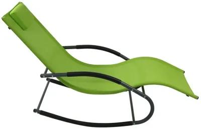 Hivvago Modern Green Rocking Chaise Lounge Chair Patio Lounger with Pillow