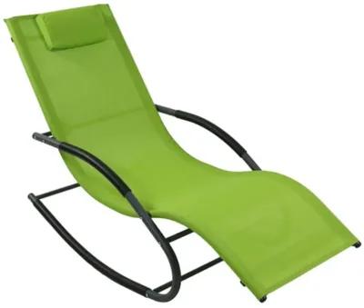 Hivvago Modern Green Rocking Chaise Lounge Chair Patio Lounger with Pillow