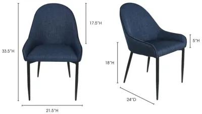 Moe's Home Collection Lapis Dining Chair Dark Blue-Set Of Two