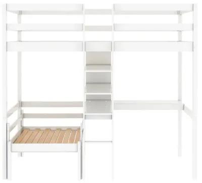 Convertible Loft Bed With L-Shaped Desk, Twin Bunk Bed With Shelves And Ladder