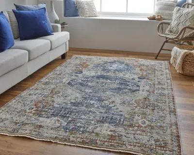 Kaia 39HWF Ivory/Orange/Blue 2' x 3' Rug