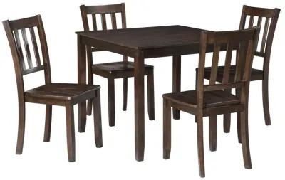 5 Piece Dining Table and Chairs Set, Rectangular, Slatted, Cherry Brown - Benzara