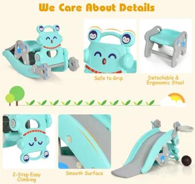 4-in-1 Rocking Horse and Slide Set for Kids-Blue