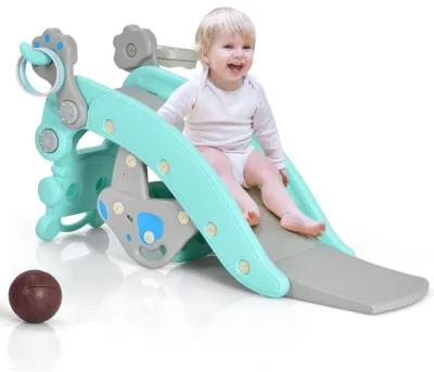 4-in-1 Rocking Horse and Slide Set for Kids-Blue