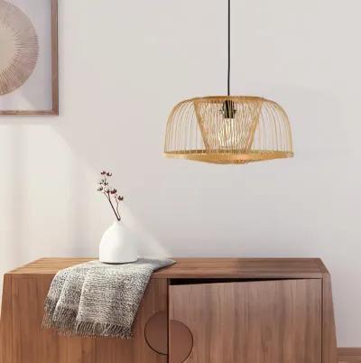 Modern Oval Bamboo Wicker Rattan Hanging Light Shade for Living Room, Dining Room, Entryway