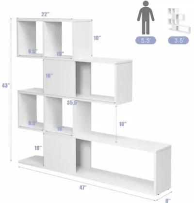 Hivvago 5-Tier Bookshelf Corner Ladder Bookcase with Storage Rack