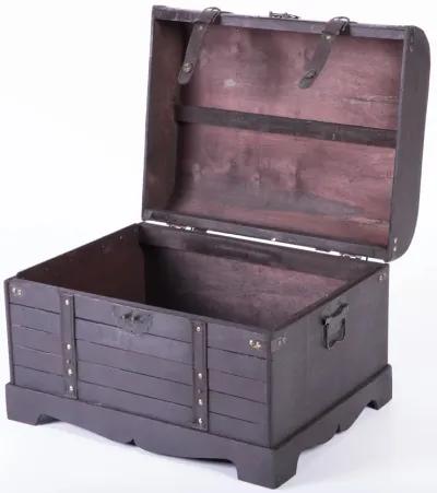 Antique Style Black Wooden Steamer Trunk, Coffee Table