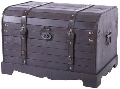 Antique Style Black Wooden Steamer Trunk, Coffee Table