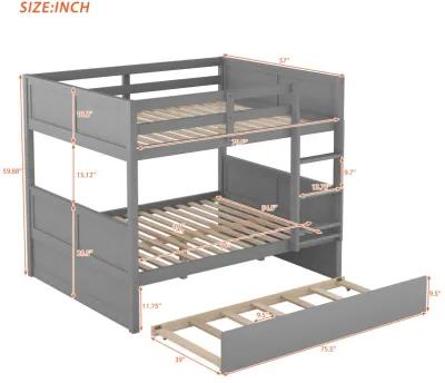 Merax Modern Solid Bunk Bed with Trundle