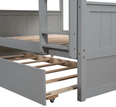 Merax Modern Solid Bunk Bed with Trundle