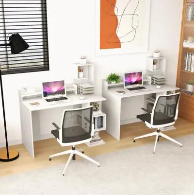 Modern Computer Desk with Storage Bookshelf and Hutch for Home Office