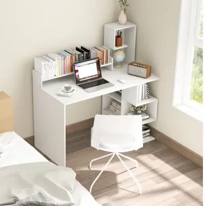 Modern Computer Desk with Storage Bookshelf and Hutch for Home Office