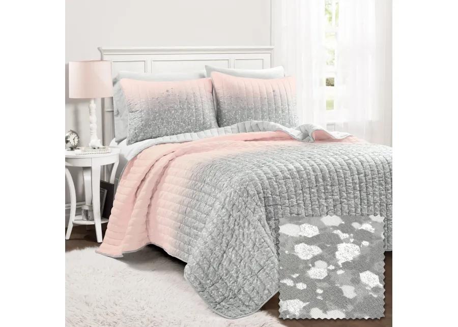 Glitter Ombre Metallic Print Quilt 5Pc Set