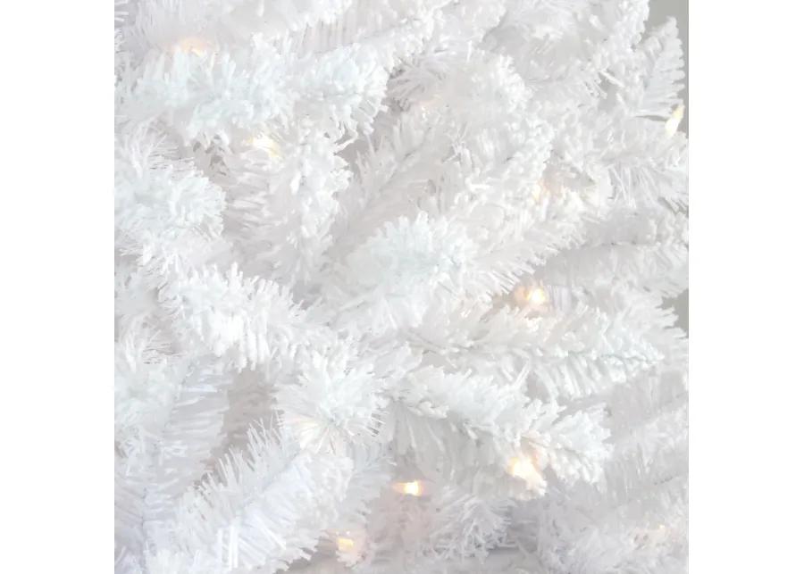 6' Pre-Lit Medium Flocked White Pine Artificial Christmas Tree - Clear Lights