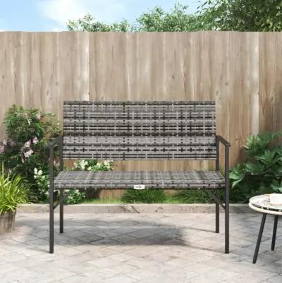 vidaXL 2-Seater Patio Bench Gray Poly Rattan