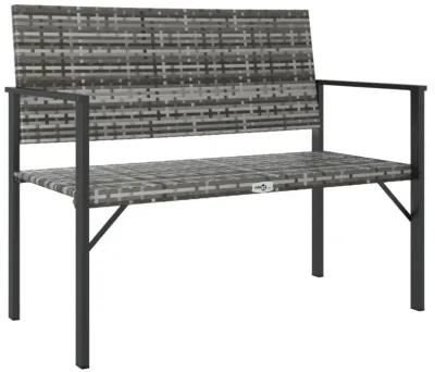 vidaXL 2-Seater Patio Bench Gray Poly Rattan