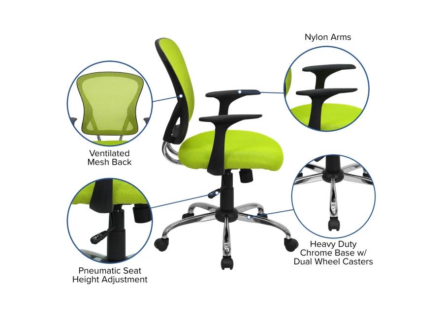 Alfred Mid-Back Blue Mesh Swivel Task Office Chair with Chrome Base and Arms