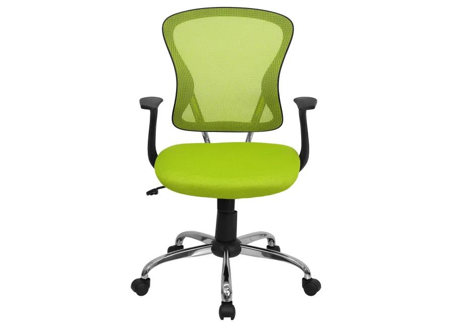 Alfred Mid-Back Blue Mesh Swivel Task Office Chair with Chrome Base and Arms