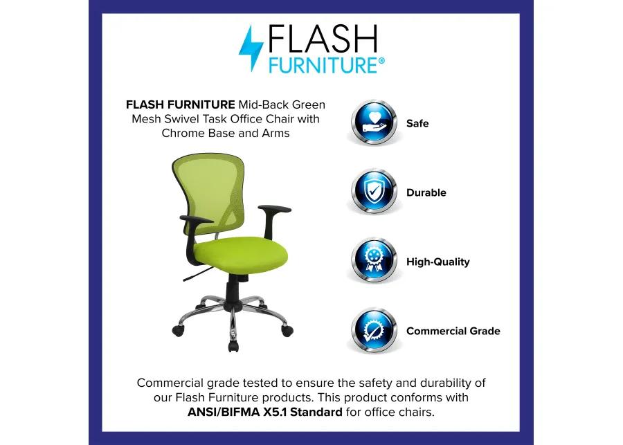 Alfred Mid-Back Blue Mesh Swivel Task Office Chair with Chrome Base and Arms