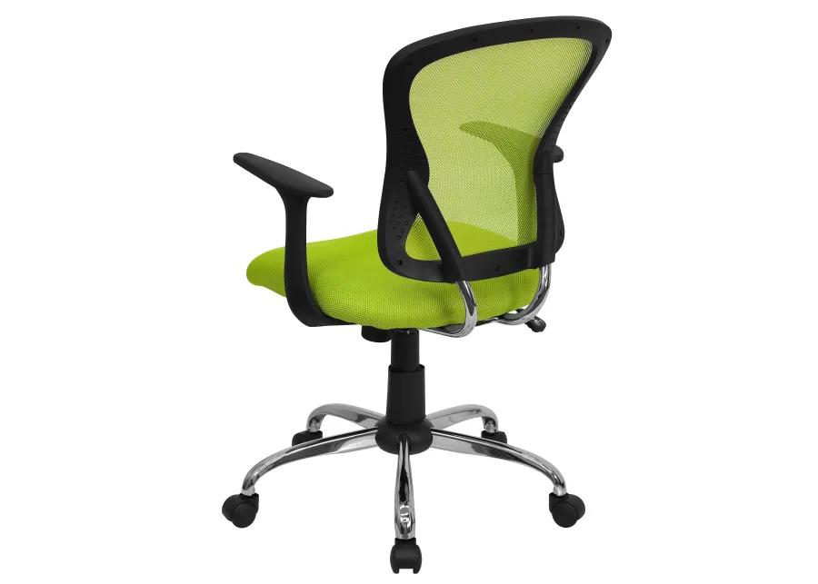 Alfred Mid-Back Blue Mesh Swivel Task Office Chair with Chrome Base and Arms