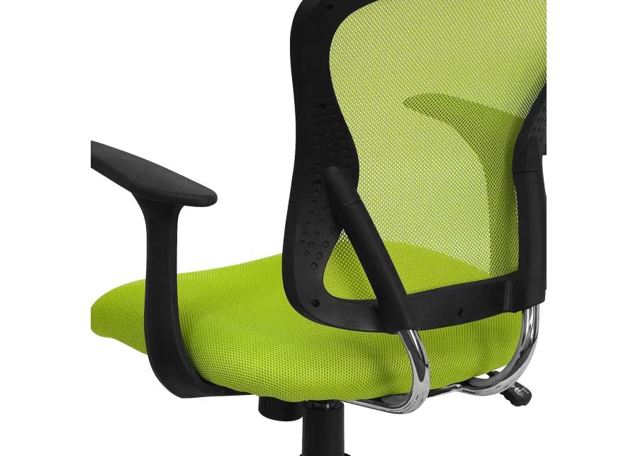 Alfred Mid-Back Blue Mesh Swivel Task Office Chair with Chrome Base and Arms