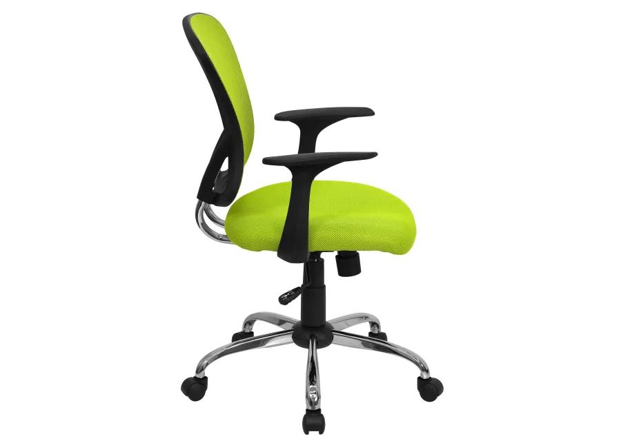 Alfred Mid-Back Blue Mesh Swivel Task Office Chair with Chrome Base and Arms