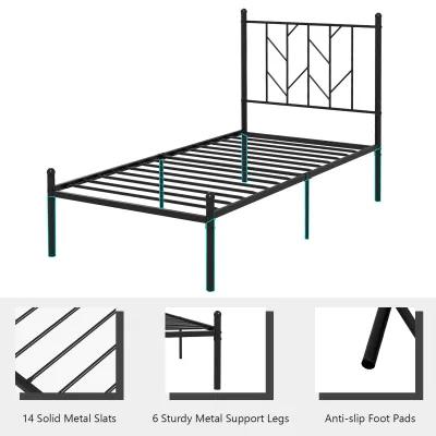 Platform Bed Frame with Sturdy Metal Slat Support