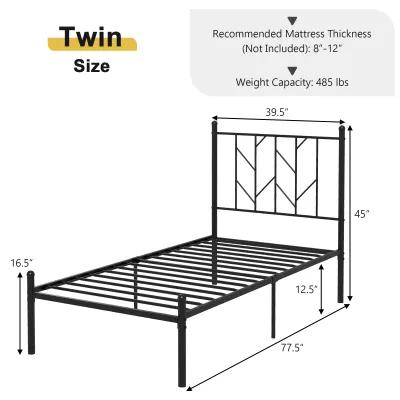 Platform Bed Frame with Sturdy Metal Slat Support