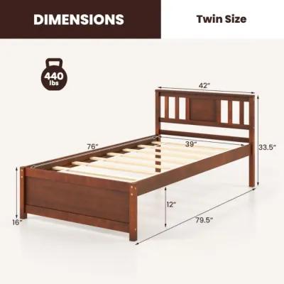 Hivvago Wooden Platform Bed with Headboard and Wood Slat Support