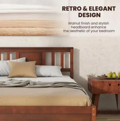 Hivvago Wooden Platform Bed with Headboard and Wood Slat Support